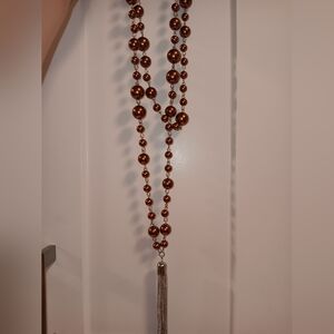 Brown beaded layer necklace set